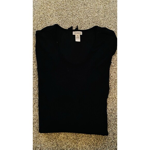 Catherines Womens Plus 4X Black Knit Top Asymmetrical Hem Long Sleeve Light - Picture 6 of 6